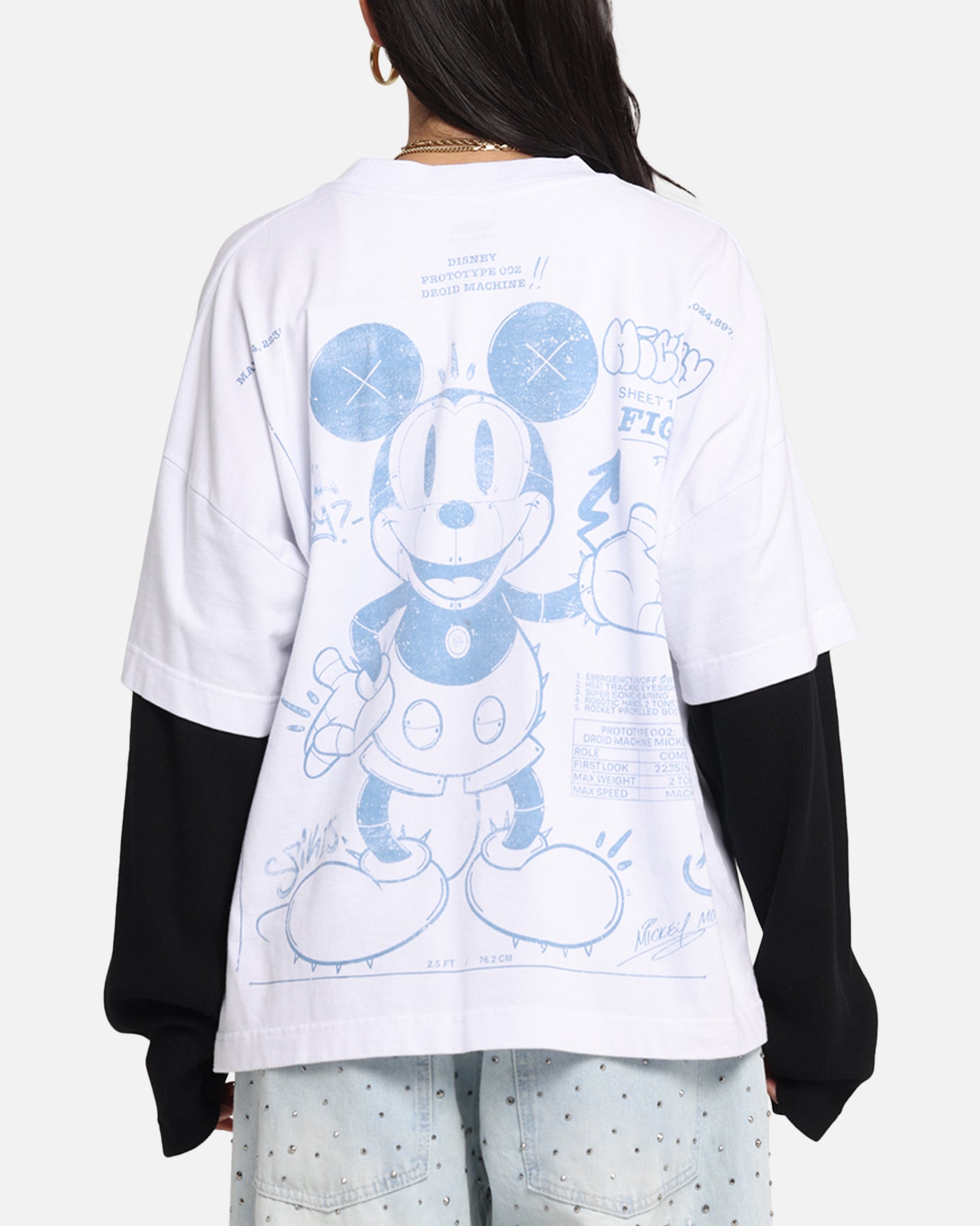 Vintage Disney Mickey Mouse Prototype II Long Sleeve T-Shirt for Men & Women - Soft Cotton White Graphic Tee - Perfect for Casual Wear, Theme Parks, and Disney Fan Gifts