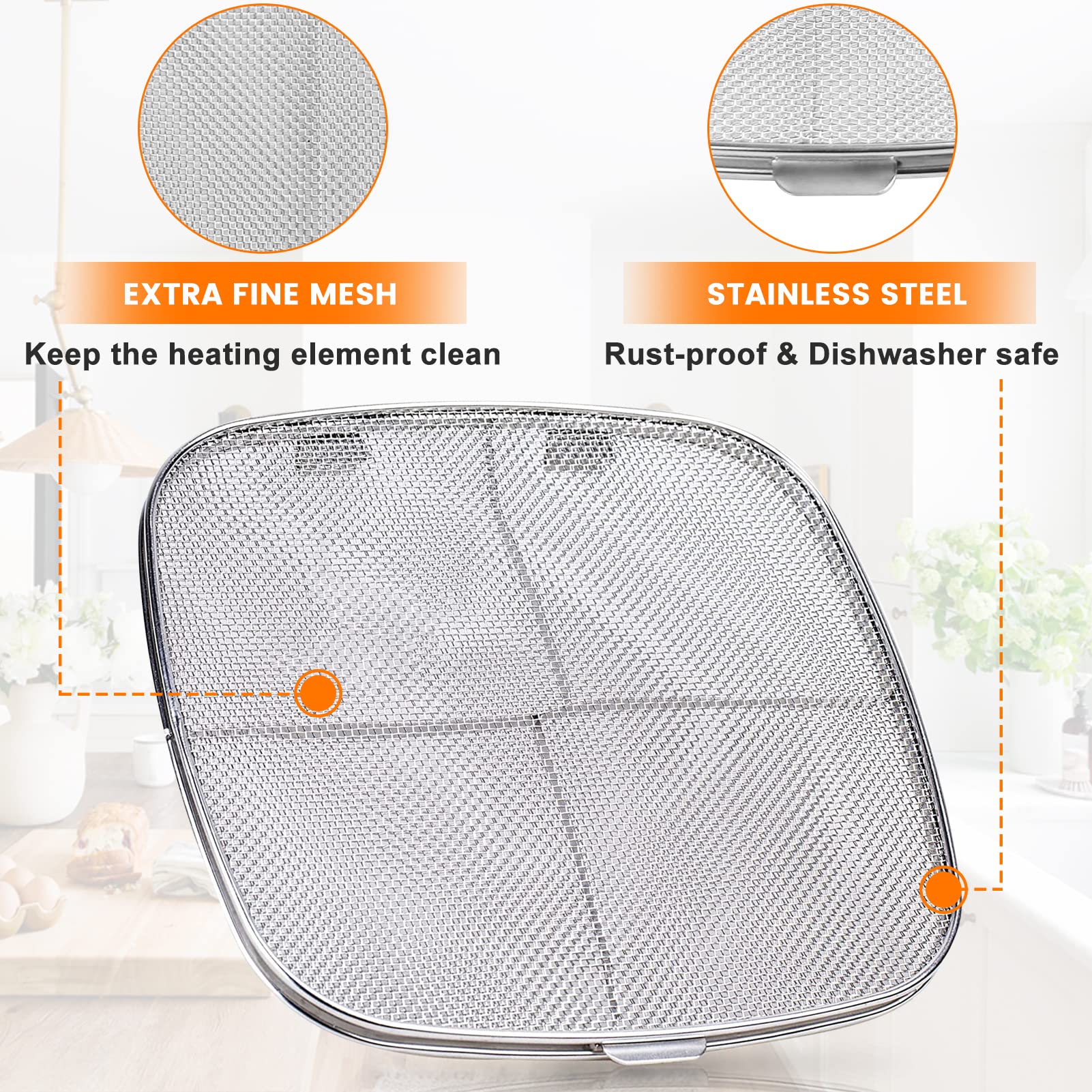Stainless Steel Splatter Shield for Ninja Foodi AG301 | Fine Mesh Splatter Screen Replacement Part | Compatible with Ninja Foodi 5-in-1 Indoor Grill & Air Fryer Models AG300, AG300C, AG301C, AG302, AG400 | Perfect for Grease Protection & Mess-Free Cooking