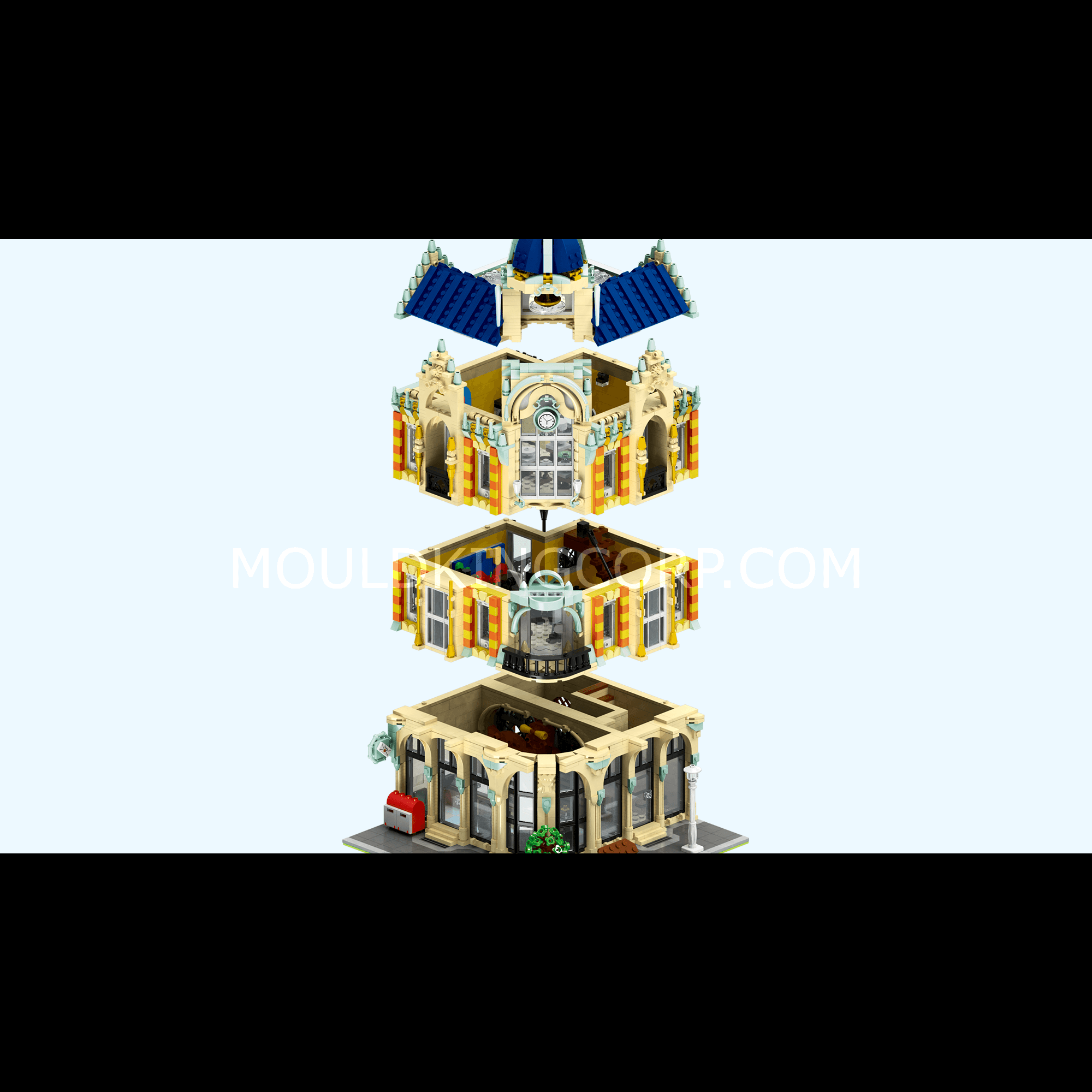 MOULD KING 16010 Corner Post Office Building Set - 4,030 Piece Model Kit for Adults & Teens | Creative Architecture Toy for Home Decoration, Gift & Display