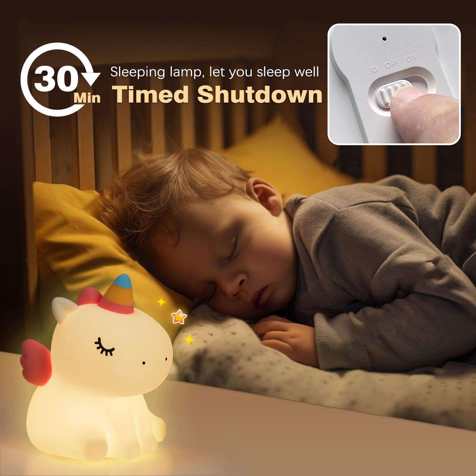 VTIGER Unicorn Night Light - LED Squishy Cute Lamp for Girls Room, Dimmable Rechargeable Touch Nightlight for Kids & Baby Bedroom Decor | Perfect as Unicorn Gifts for Birthday, Christmas & Nursery Lighting