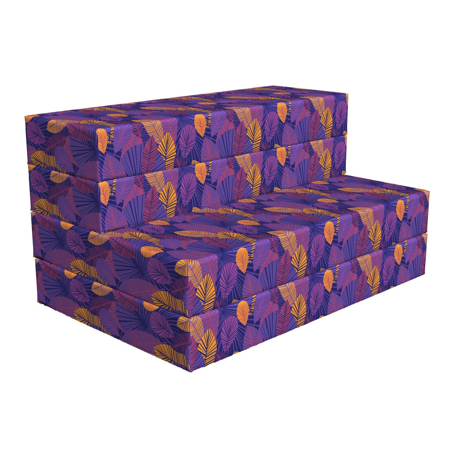 Ambesonne Leaf Foldable Mattress - Jungle Botanicals at Night Design, 74.8