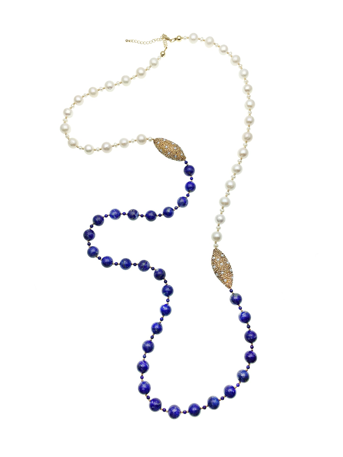 Elegant Freshwater Pearls & Lapis Lazuli Multi-Strand Adjustable Necklace CN003 - Perfect for Weddings, Parties & Special Occasions
