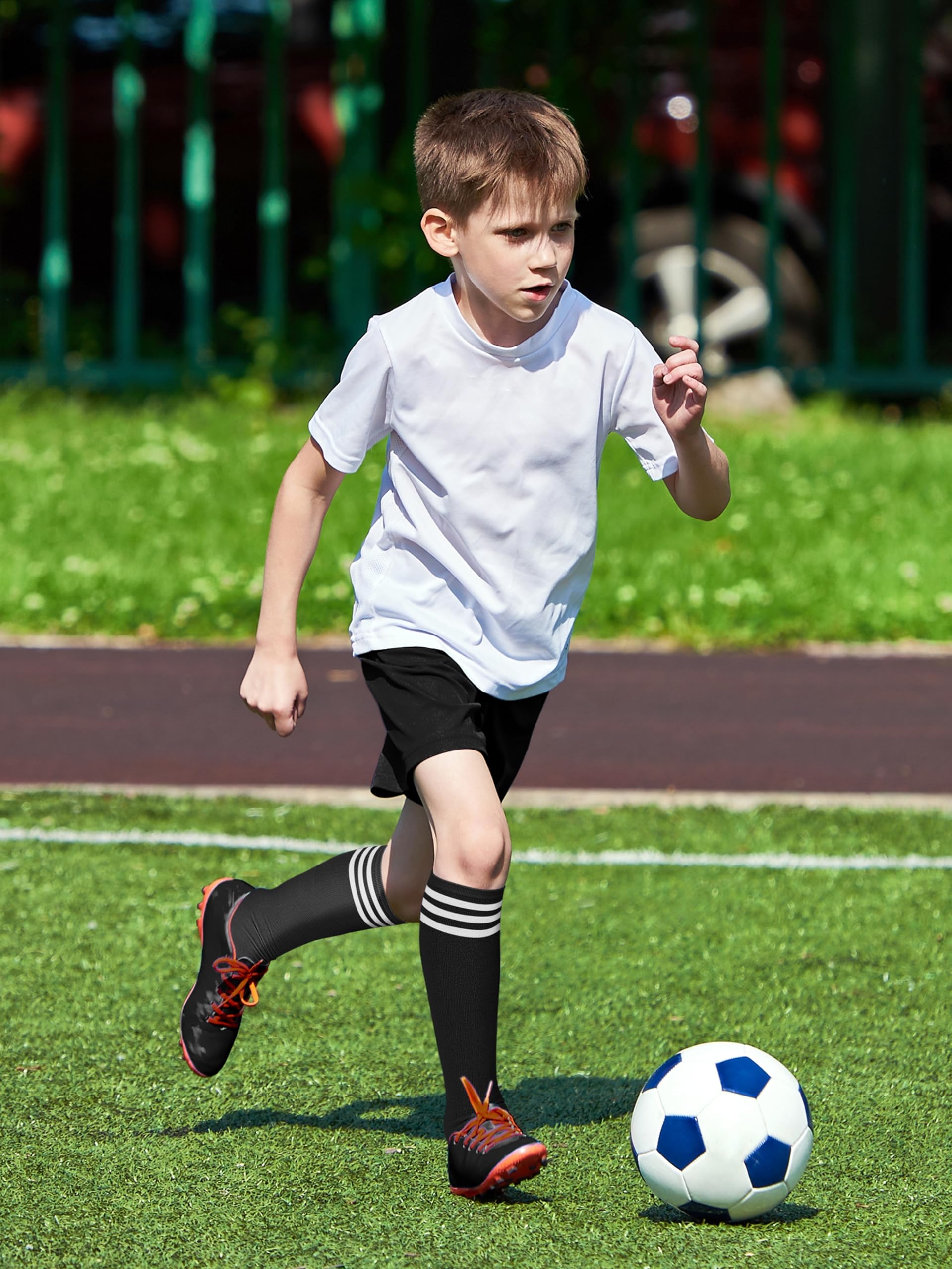 **Kids Soccer Socks - Youth Boys & Girls Athletic Knee High Striped Socks for Baseball, Softball & Sports - Perfect for Games, Training & Team Uniforms**