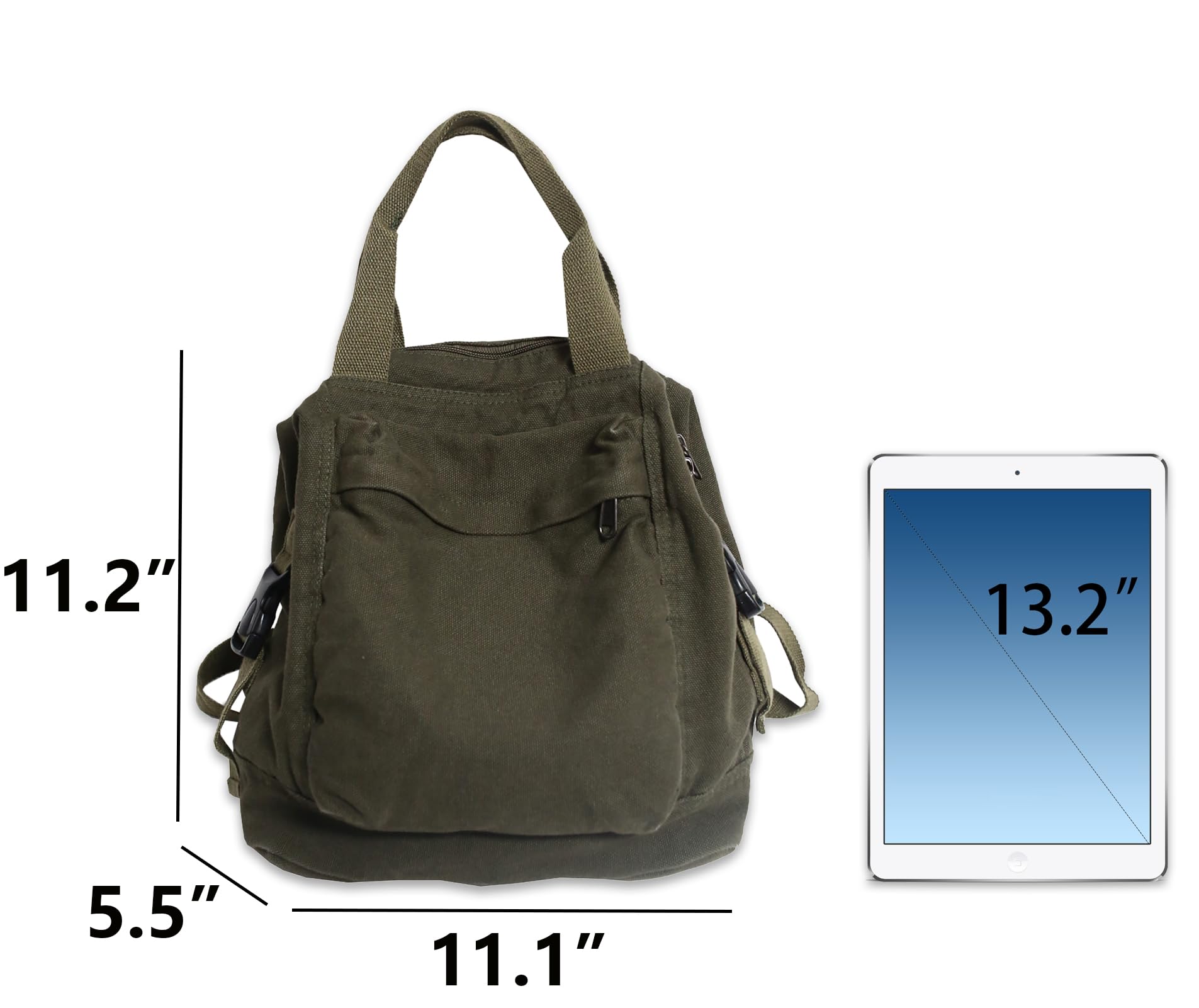 Mini Canvas Backpack for Women & Girls - Cute Small Aesthetic Backpack Purse in Green | Perfect for School, Travel & Everyday Use