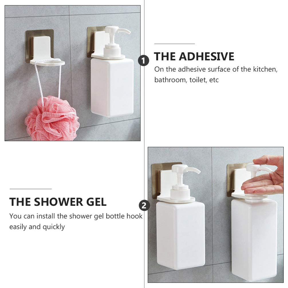 10-Pack Cabilock Shower Gel Holder - Wall Mounted Bathroom Soap Dispenser with Hanging Hook for Liquid Soap, Shampoo & Lotion - Durable PP Plastic White Shelves (Perfect for Showers, Kitchens & Laundry Rooms)