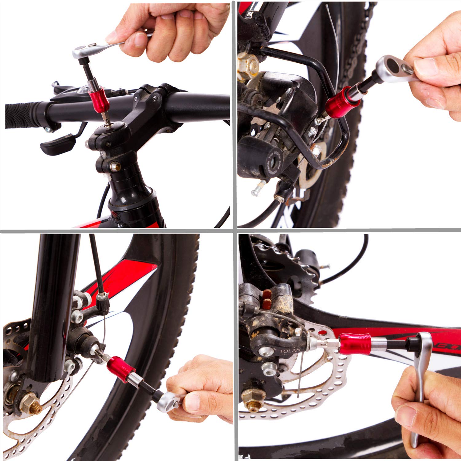YBEKI Bike Repair Tool Kit Set - Bicycle Multi-Tool with Ratchet Reversible Wrench, 10 Tool Bits & Portable Bag for Road/Mountain Bike Maintenance - Perfect for Cycling Enthusiasts & DIY Repairs (6 Month Warranty)