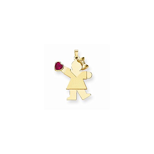 14K Gold July Birthstone Charm for Girls - CZ Studded Kids & Cuddles Pendant | Perfect for Birthdays, Gifts & Special Occasions