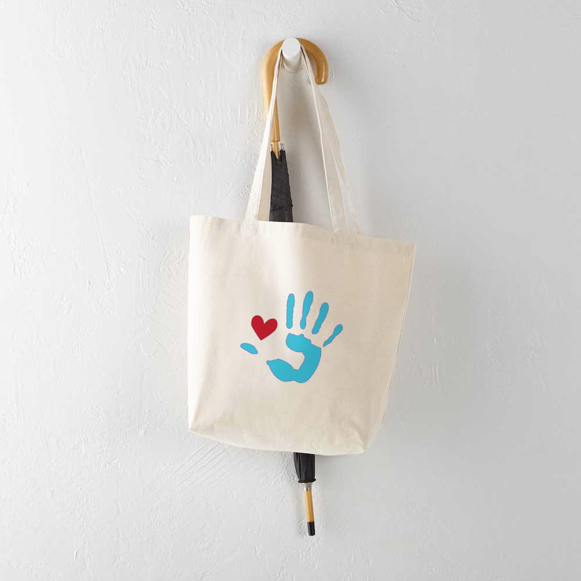 Heart & Hand Tote Bag - Natural Canvas Reusable Shopping Bag for Groceries, Beach & Everyday Use | Eco-Friendly Cotton Tote with Roomy Interior