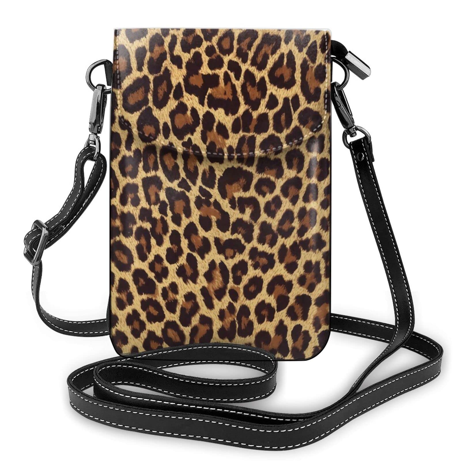 Brown Leopard Print Crossbody Phone Purse for Women - PU Leather Small Shoulder Bag & Wallet - Perfect for Travel, Shopping, and Everyday Use
