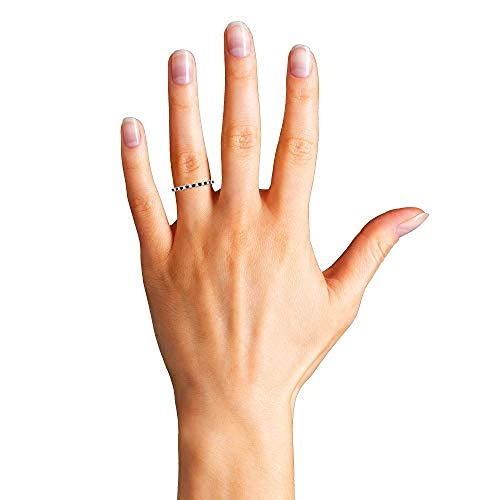 1/4 Carat Diamond Pave-Set 14K White Gold Wedding Band Ring for Women - H-I VS2-SI1 Natural Diamond Bridal Ring with Gift Box (Red Ruby, Black Diamond, Blue Sapphire & White Diamond) | Perfect for Engagement, Anniversary & Special Occasions