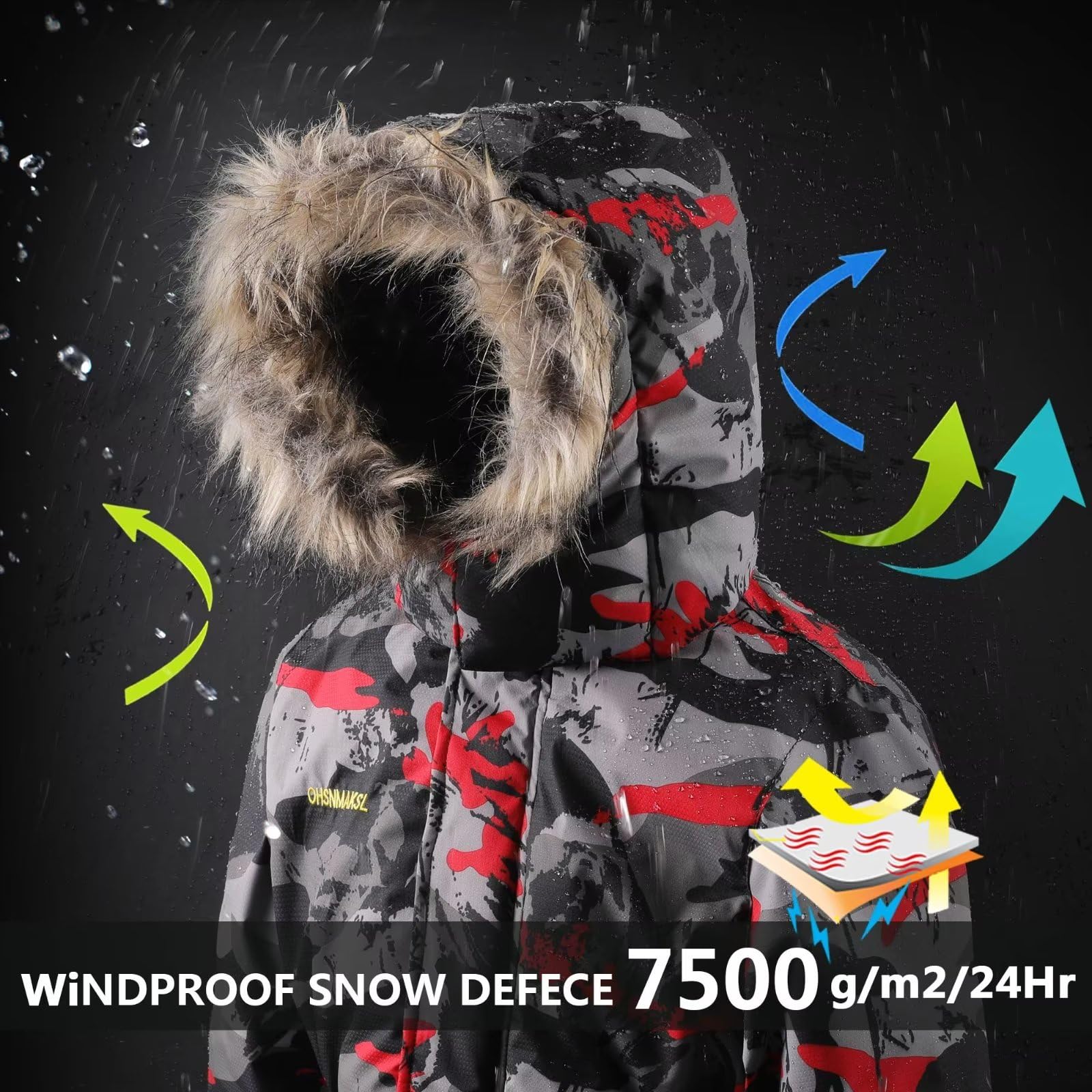 OHSNMAKSL Kids Snowsuits for Boys & Girls - Waterproof Ski Suits, Winter Jackets & Jumpsuits for Snowboarding & Outdoor Activities | Perfect for Skiing, Sledding & Cold Weather Play