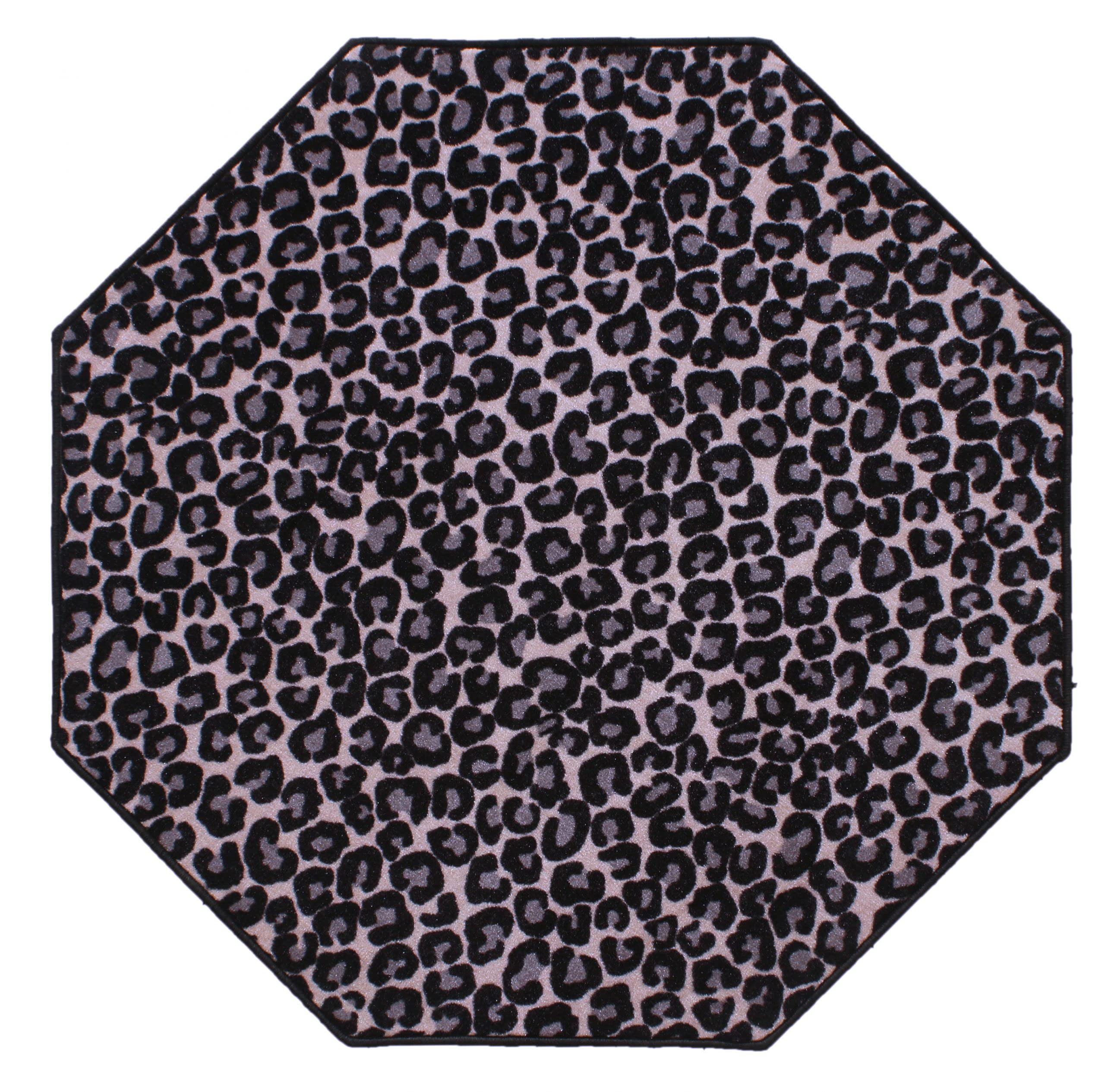 Cheetah Print Area Rug - 8' Octagon Animal Print Floor Rug for Living Room, Bedroom & Entryway - Easy to Clean Indoor Rug with Wild Animal Inspired Design - Soft & Durable Home Decor Rug