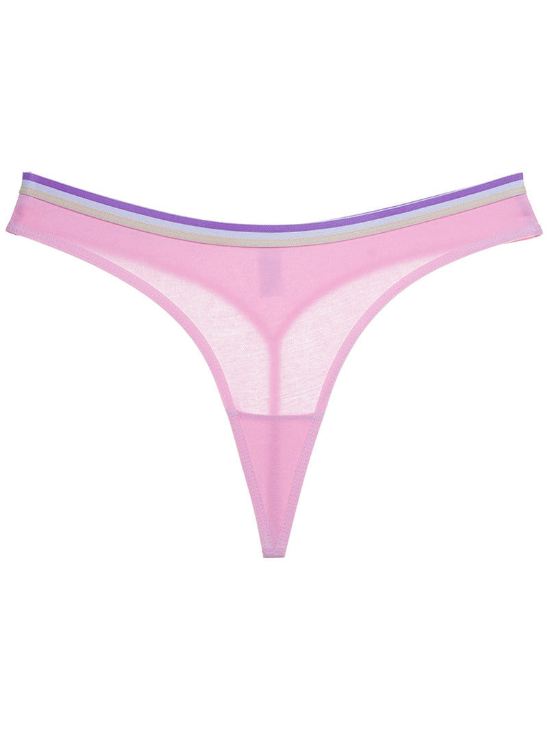 ZASUWA Women's Trendy Striped T-Back Thong Underwear - Comfortable & Sexy for Yoga, Gym & Daily Wear