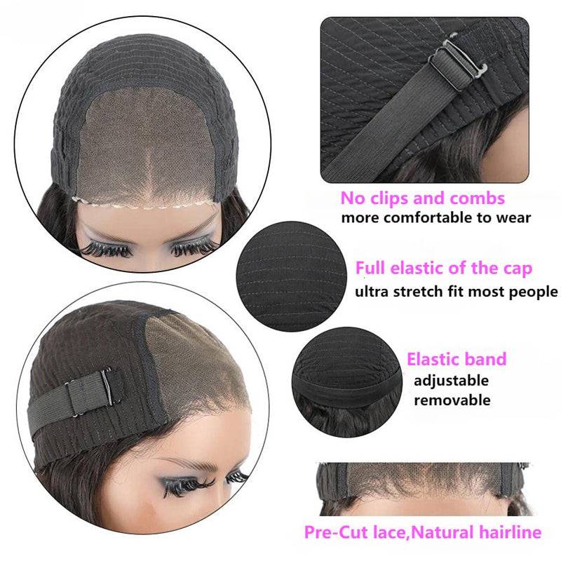 Eullair Glueless Curly Human Hair Wig 6x4 5x5 Lace Closure Wig - Pre Cut Lace, Pre Plucked Hairline, Beginner Friendly, 30s Quick Install - Perfect for Daily Wear, Parties & Cosplay