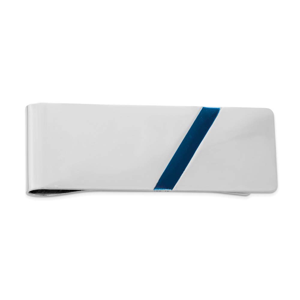 925 Sterling Silver Rhodium-Plated Blue Enamel Money Clip for Men - Elegant Cash Holder for Wallet, Gifts, and Everyday Use