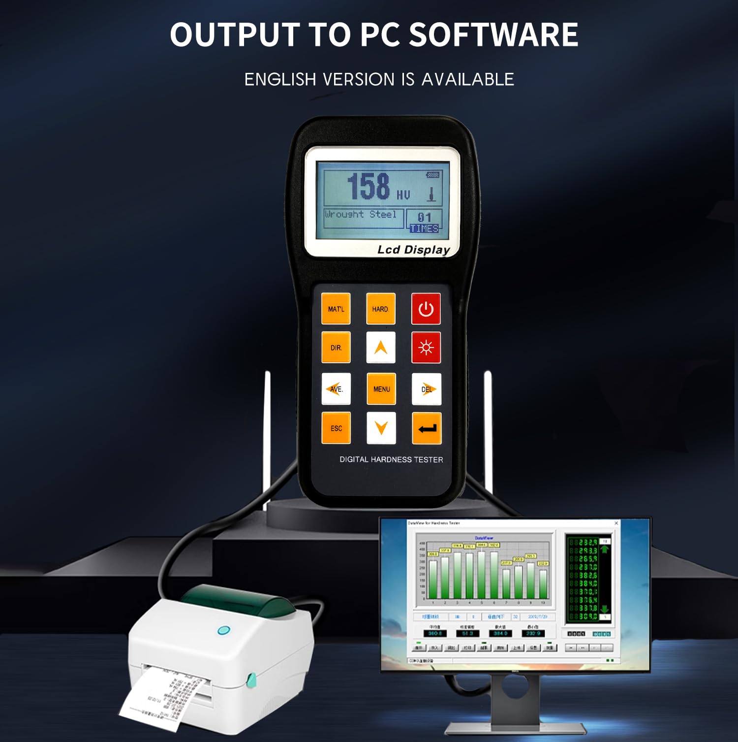 Portable Brinell Hardness Tester KH180 - Digital Conversion for All Hardness Scales (HL, HB, HRB, HRC, HRA, HV, HS) | Ideal for Metal Testing in Manufacturing, Construction & Quality Control