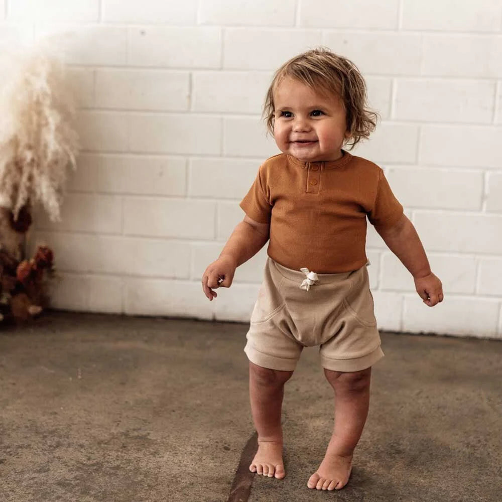 Organic Cotton Ribbed Baby Shorts Size 0000 - Soft & Snug for Newborns - Perfect for Playtime & Summer Outfits