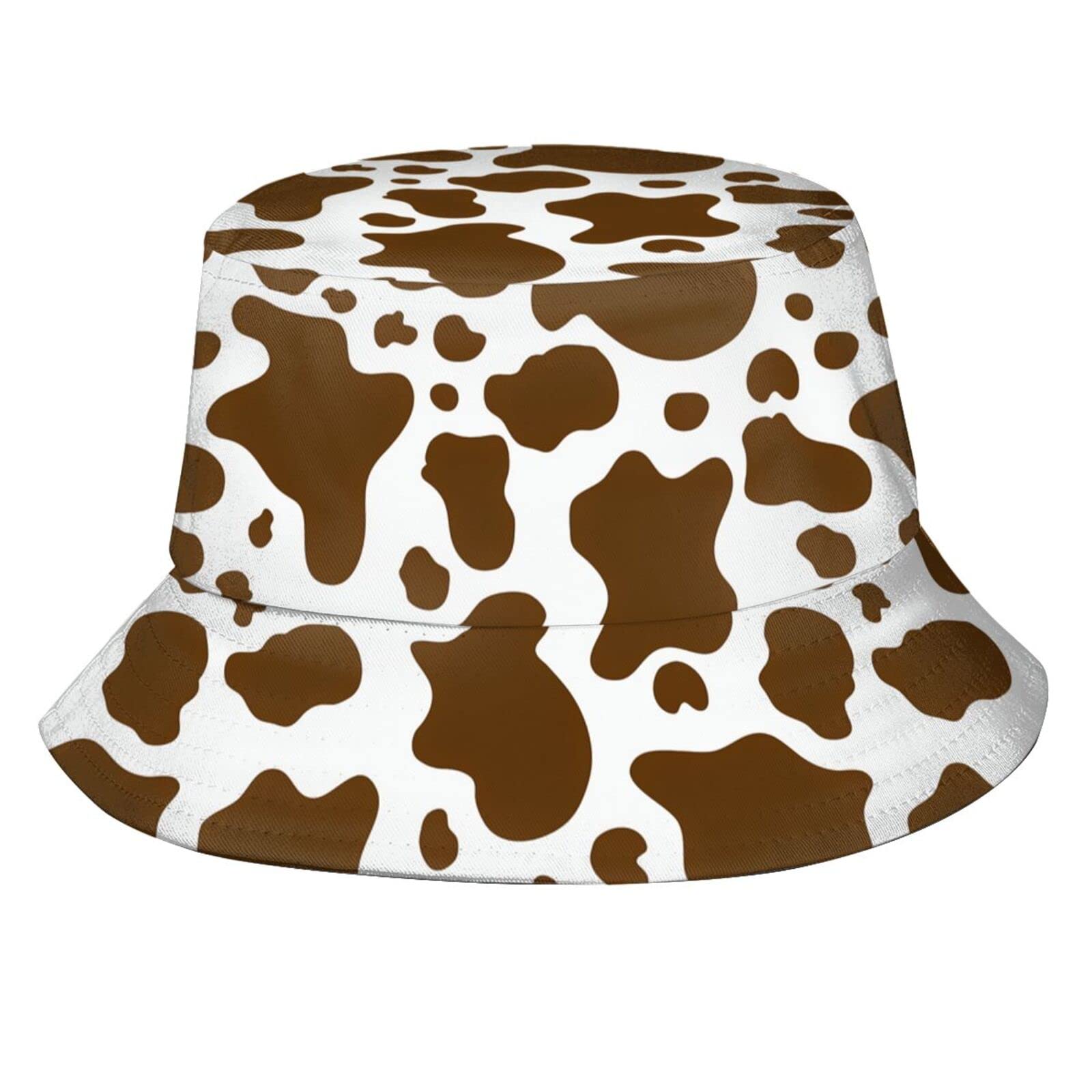 Stylish Cow Print Bucket Hat for Men, Women & Teens - Fashionable Sun Protection for Travel, Beach, Fishing & Golf - Trendy Unisex Boonie Hat for Outdoor Activities