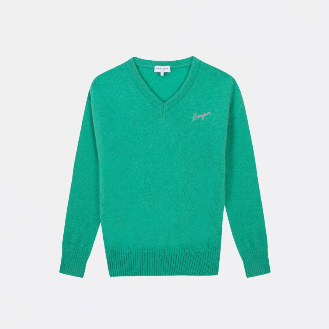 Bonjour Bernier Sweater for Women - Soft Knit Pullover in Verones Green | Cozy Fall & Winter Fashion for Casual Outings and Office Wear