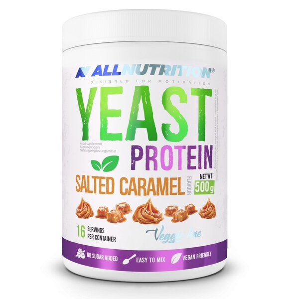Allnutrition Yeast Protein Powder - Salted Caramel Flavor 500g | Vegan Protein Supplement for Baking, Smoothies & Post-Workout Recovery