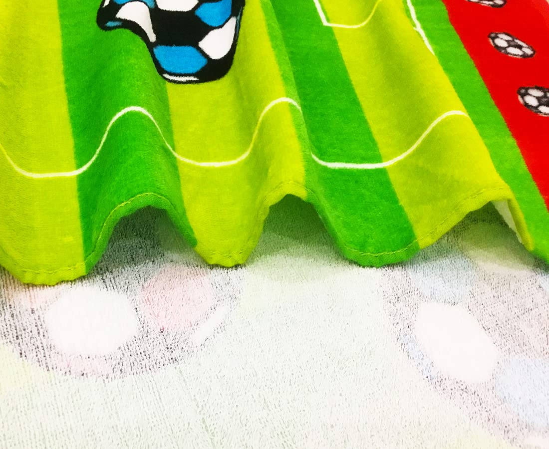 YIFONTIN Super Soft Absorbent Cotton Soccer Beach Towel 24X48 Inches - Quick Dry Sports Towel for Swimming, Bathing, Camping, Picnics & Outdoor Activities - Green Stripes Design for Kids & Adults