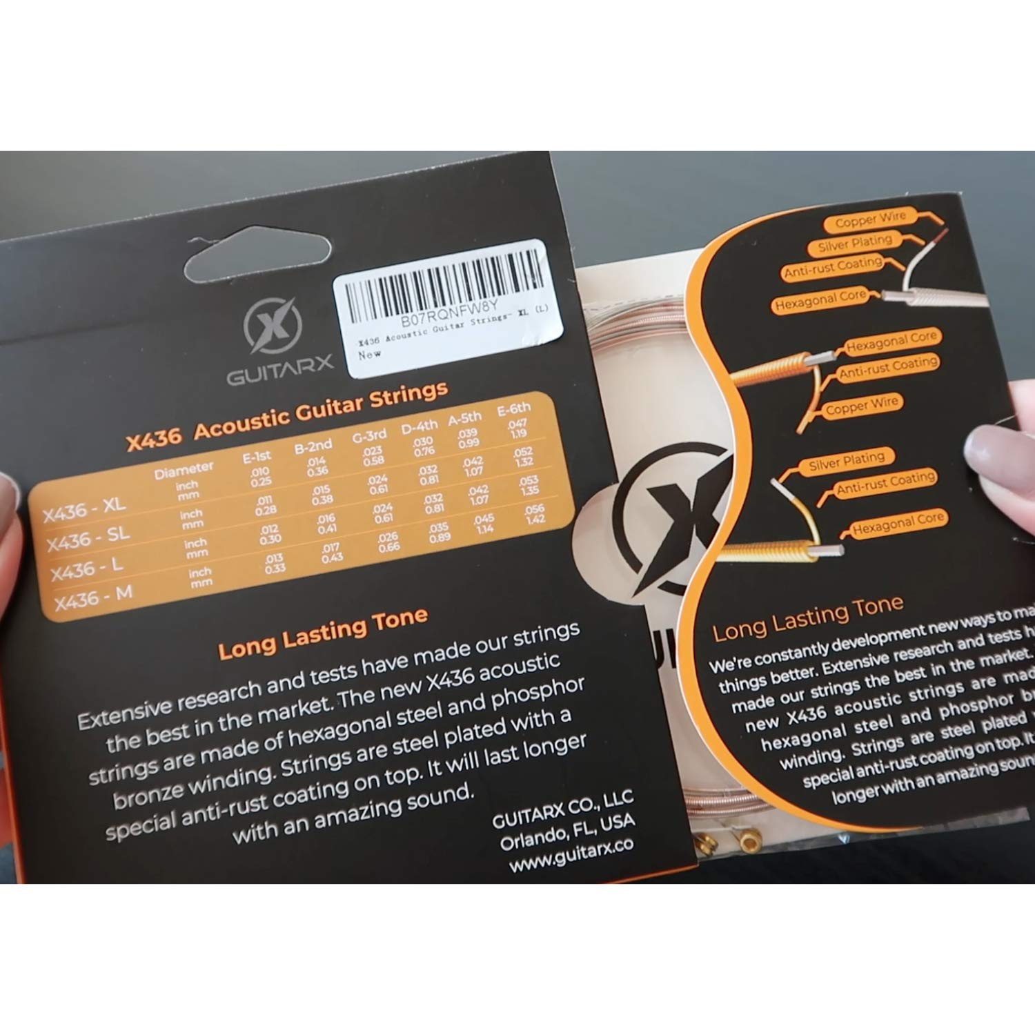 GUITARX X436-M (.013-.056) Medium Light Acoustic Guitar Strings - Phosphor Bronze Coated Hexagonal Steel Core for Enhanced Tone & Durability (13-56 Gauge, 1 Set) - Perfect for Folk, Country & Fingerstyle Playing