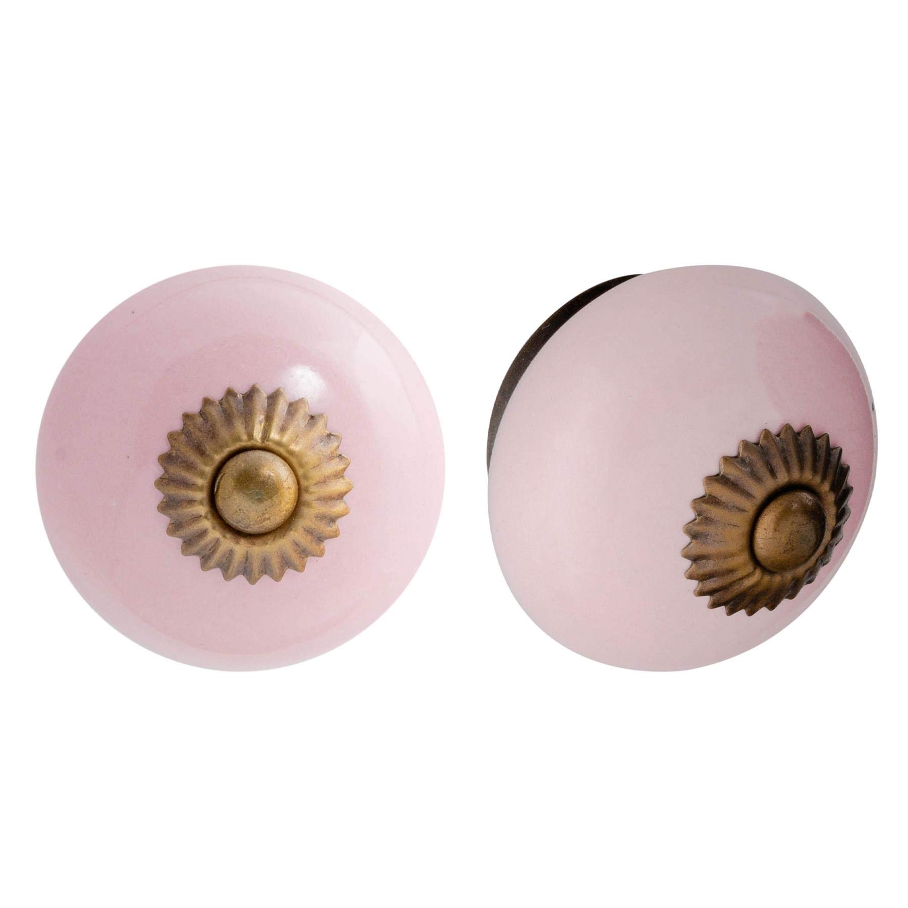 Nicola Spring Ceramic Drawer Knobs - Pink (Pack of 6) | Vintage Cabinet Handles for Kitchen, Bathroom & Furniture Upgrade