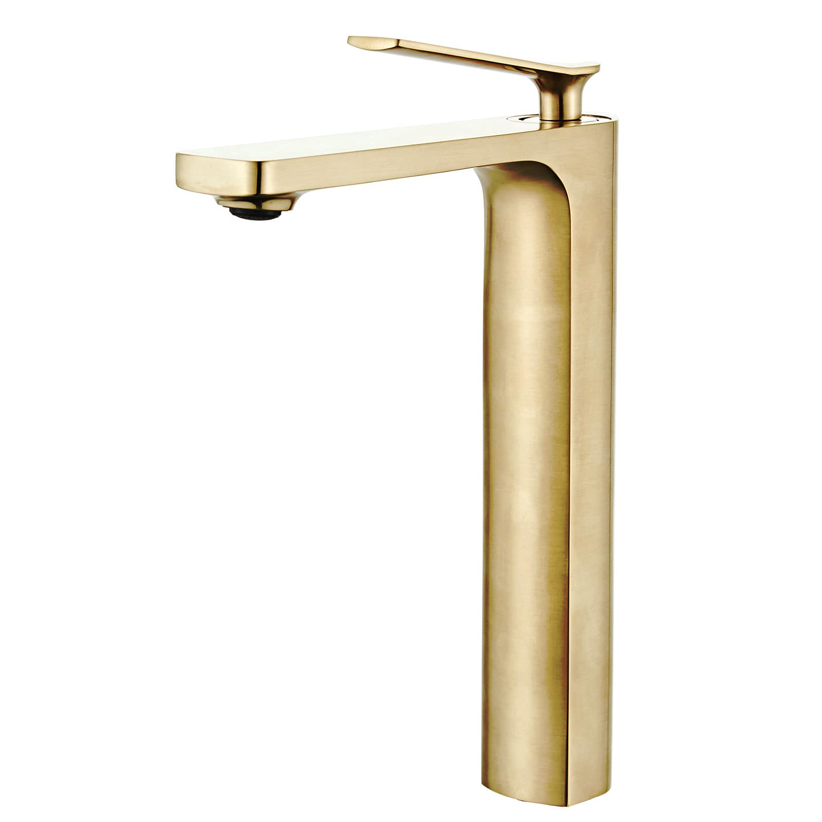 Brushed Nickel Gold Modern Single Handle Tall Vessel Sink Faucet - Bathroom Lavatory Faucet with Flexible Hoses for Vanity, Powder Room & Luxury Home Decor
