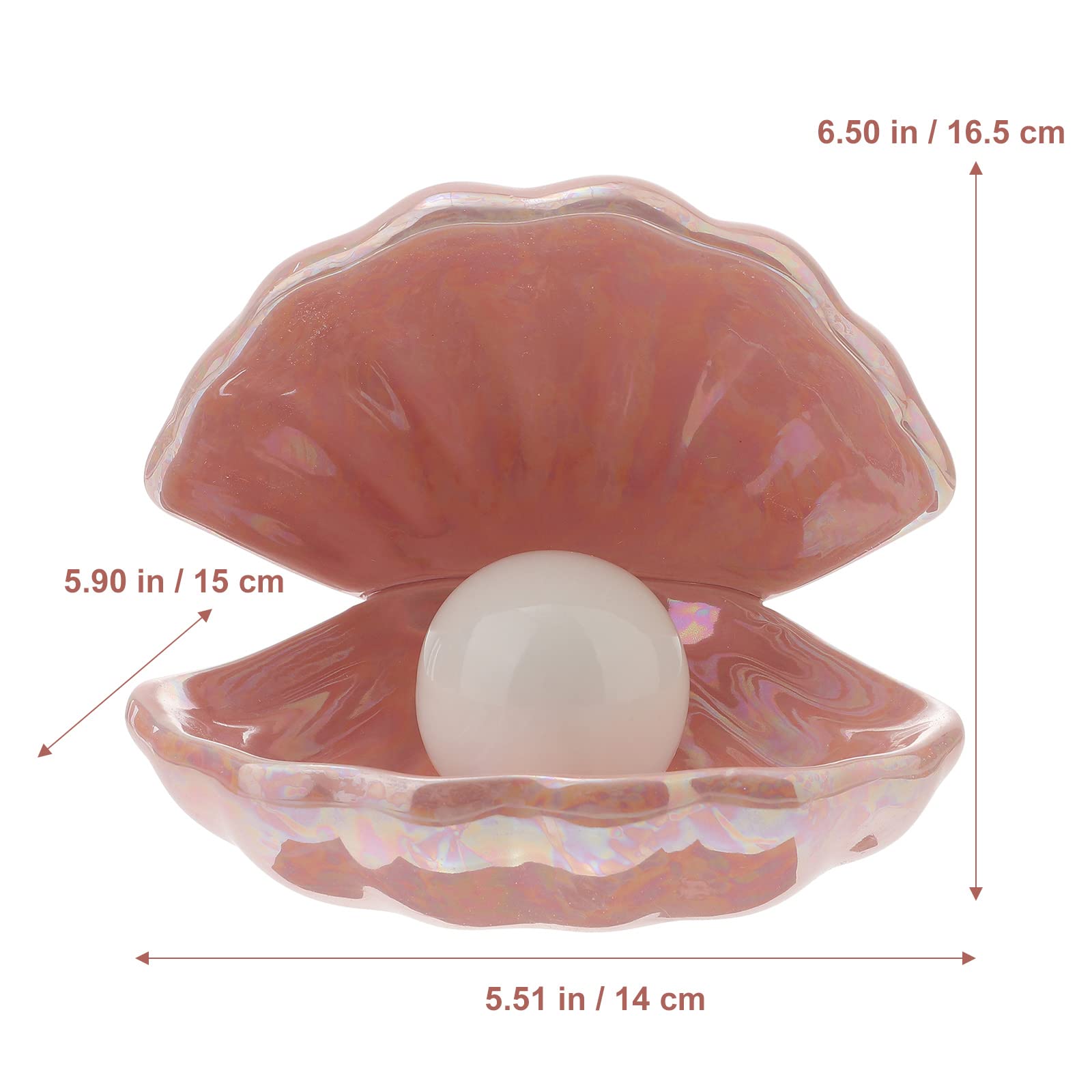 SEWACC Ceramic Night Light with Shell Pearl Design - Pink Bedside Table Lamp for Bedroom, Home Decor, Desktop Ornament | Perfect for Nursery, Kids Room, Hallway & Cozy Nighttime Ambience