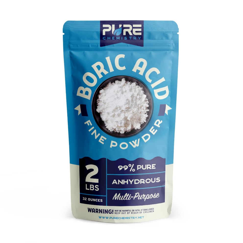 Boric Acid Fine Powder 2lb - 99.9% Pure Multipurpose Cleaner for Kitchen, Laundry & Home - Industrial Strength Stain Remover & Deodorizer - Perfect for Cleaning, Pest Control & Odor Elimination
