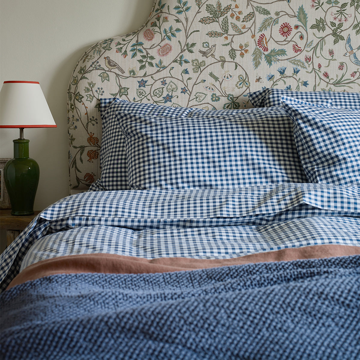 Premium Indigo Small Gingham Cotton Pillowcases (Set of 2) - Soft & Breathable Bedding for Cozy Nights - Perfect for Home, Hotel, or Gift