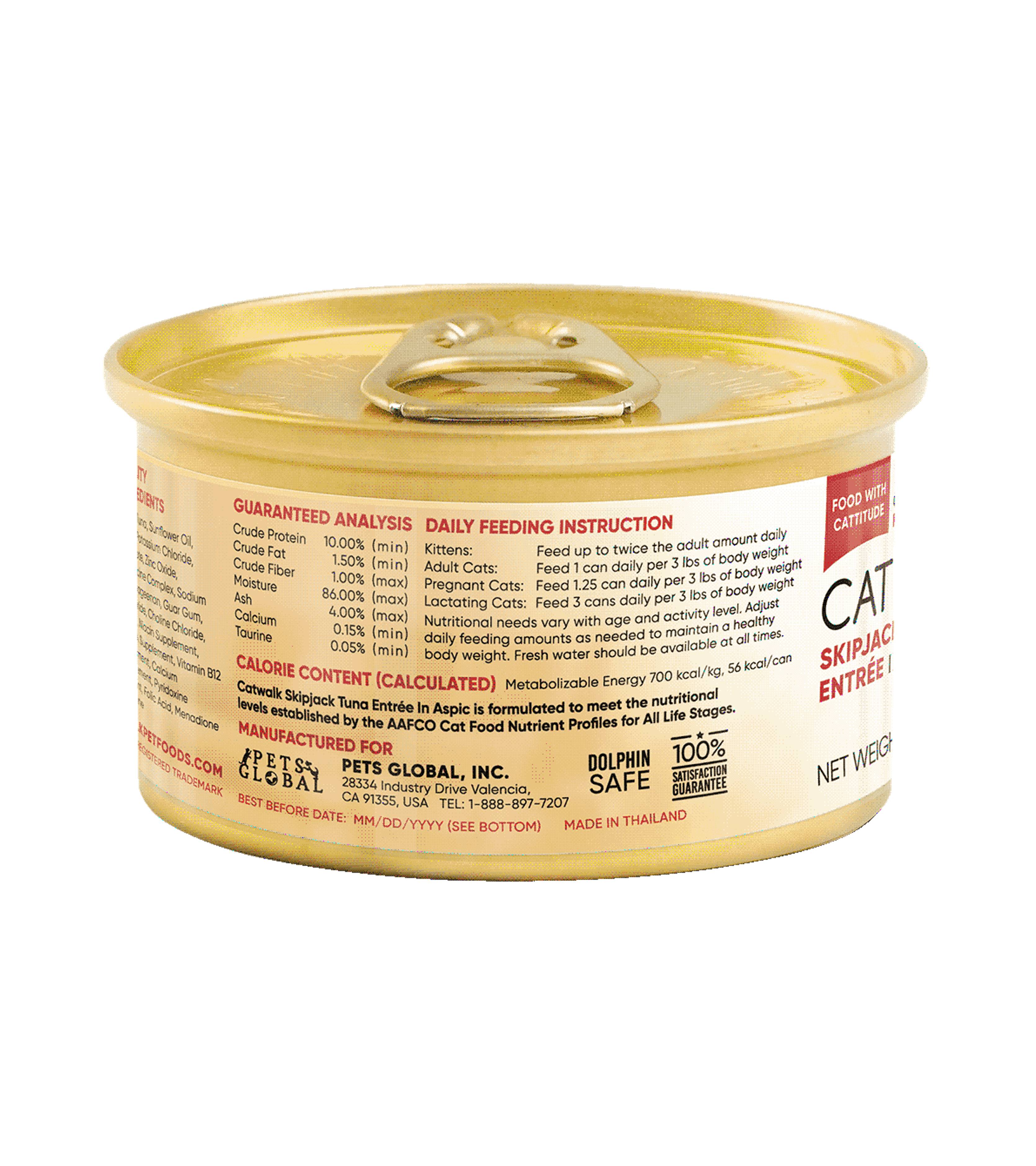 Premium Catwalk Skipjack Tuna Entrée in Aspic - Grain-Free Wet Cat Food (80g) - Delicious & Nutritious Meal for Adult Cats - Perfect for Special Occasions & Picky Eaters