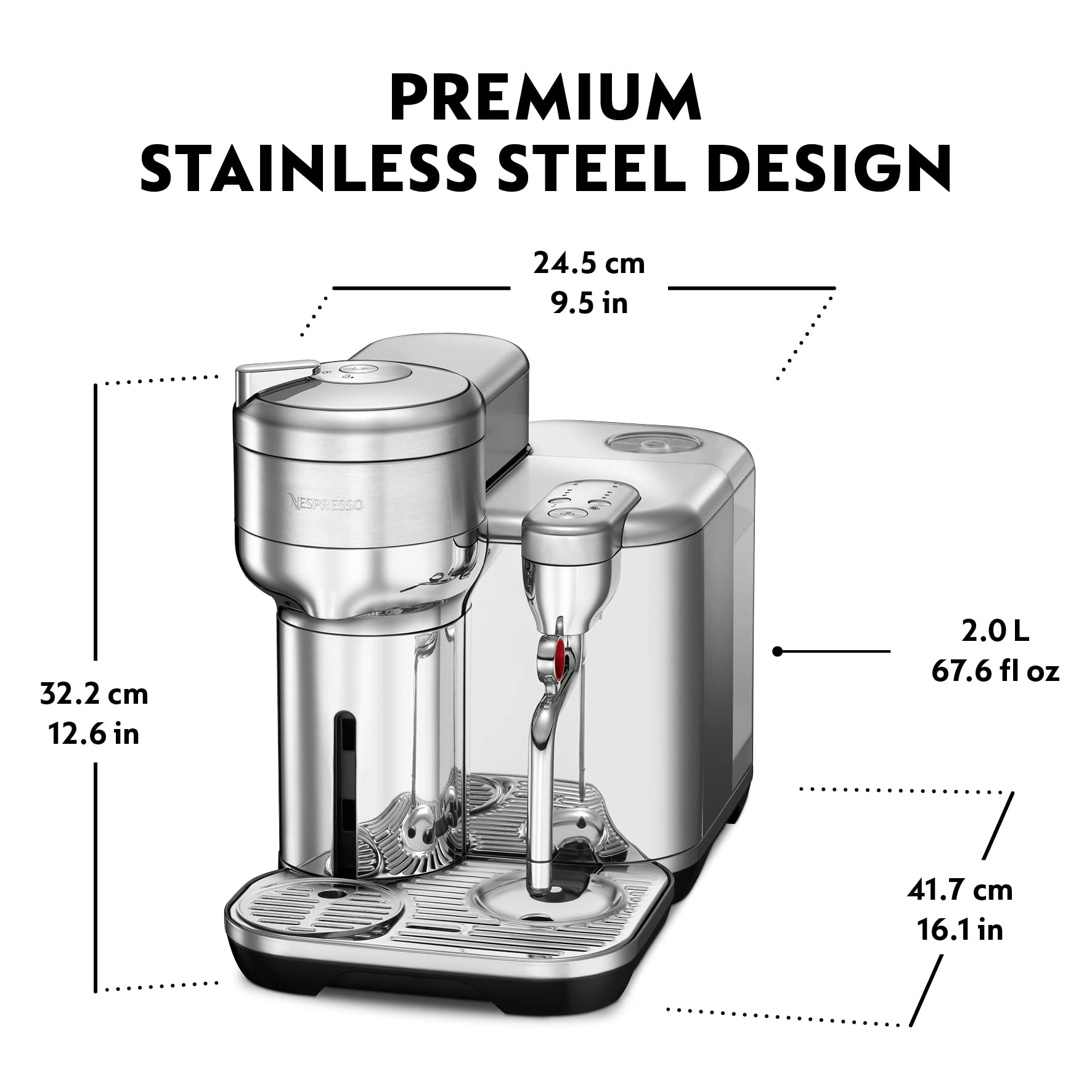 Breville Nespresso Vertuo Creatista Coffee & Espresso Machine with Milk Frother - Brushed Stainless Steel - Perfect for Home Baristas & Office Coffee Stations