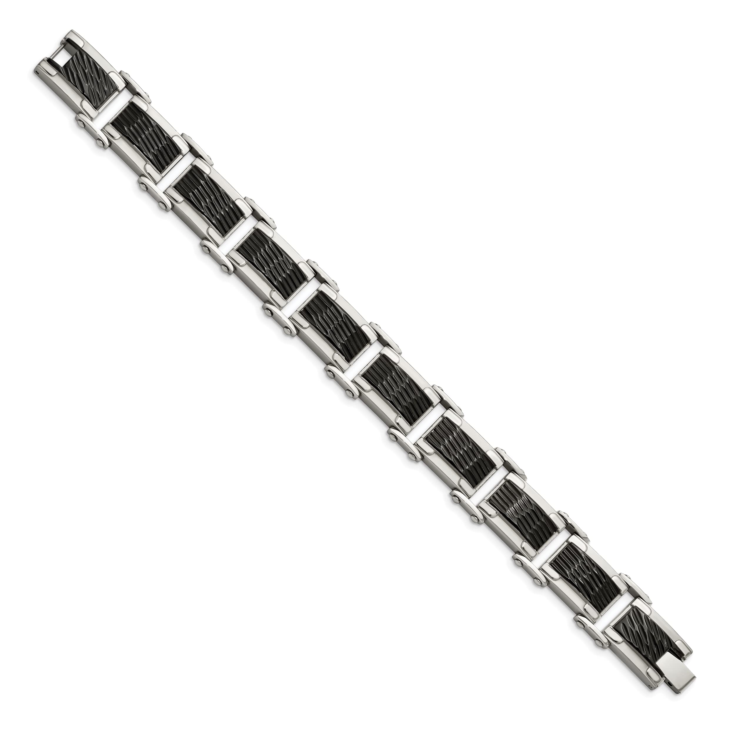 IceCarats Stainless Steel Black 9 Inch Link Chain Bracelet for Men & Women - Durable Fashion Jewelry for Everyday Wear, Parties & Gifts