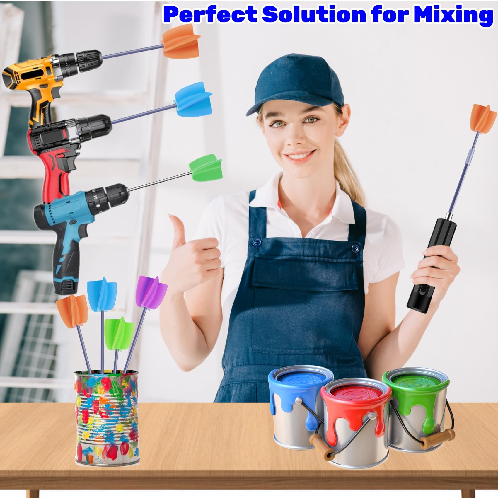 4 PCS Silicone Resin Mixer Paddles for Drill - Epoxy Mixer Attachment & Paint Stirrer - Perfect for Mixing Resin, Epoxy, Silicone Molds, Paint, and DIY Crafts - Ideal for Home Improvement, Art Projects, and Professional Use