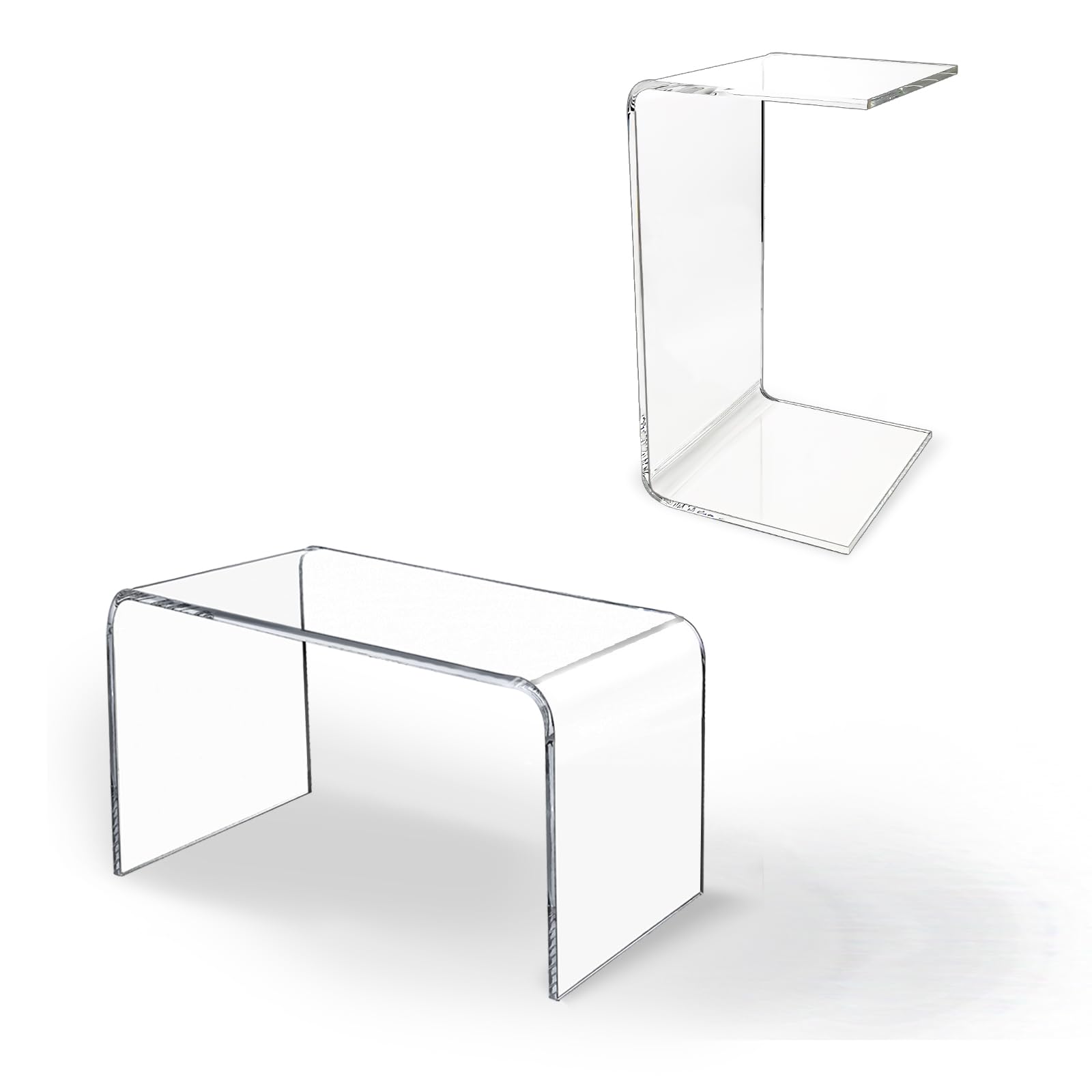 Modern Clear Acrylic C-Shape End Table - 24