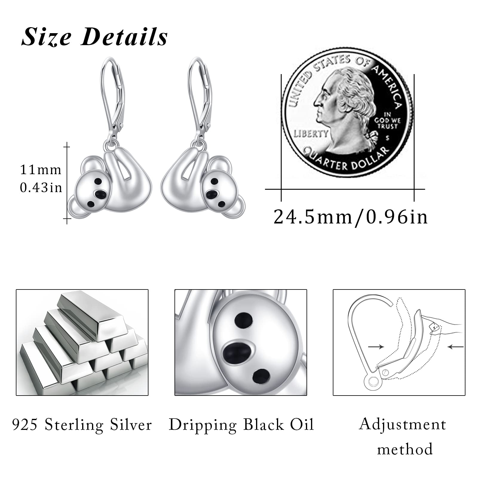 925 Sterling Silver Koala Cat Dreamcatcher Dangle Earrings for Women - Animal Leverback Jewelry for Casual Wear, Parties & Gifts