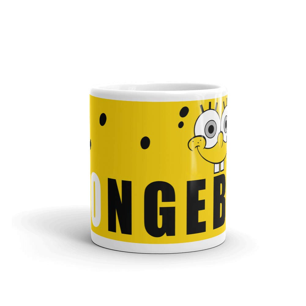Official SpongeBob SquarePants 11oz Coffee Mug - Cartoon Character Ceramic Cup for Hot & Cold Drinks - Perfect for Home, Office, or Gift Giving