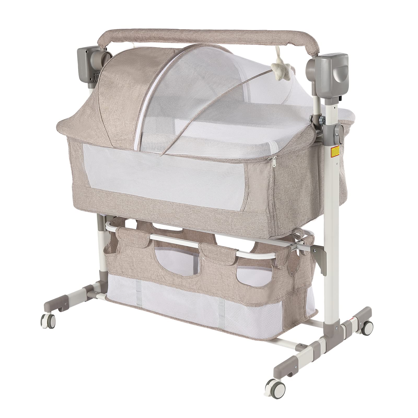 Smart Electric Baby Bassinet Bedside Sleeper - Auto Rocking Crib with 3 Speed Timer, 5 Adjustable Swing Modes, Music Player & Height Adjustment | Portable Infant Bed with Breathable Mesh & Mattress for Nursery, Bedroom & Travel