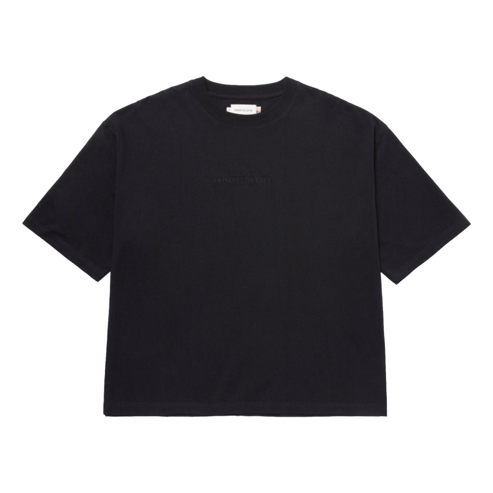 Honor The Gift Embroidered Box Tee - Black Cotton T-Shirt for Men | Streetwear & Casual Outfits
