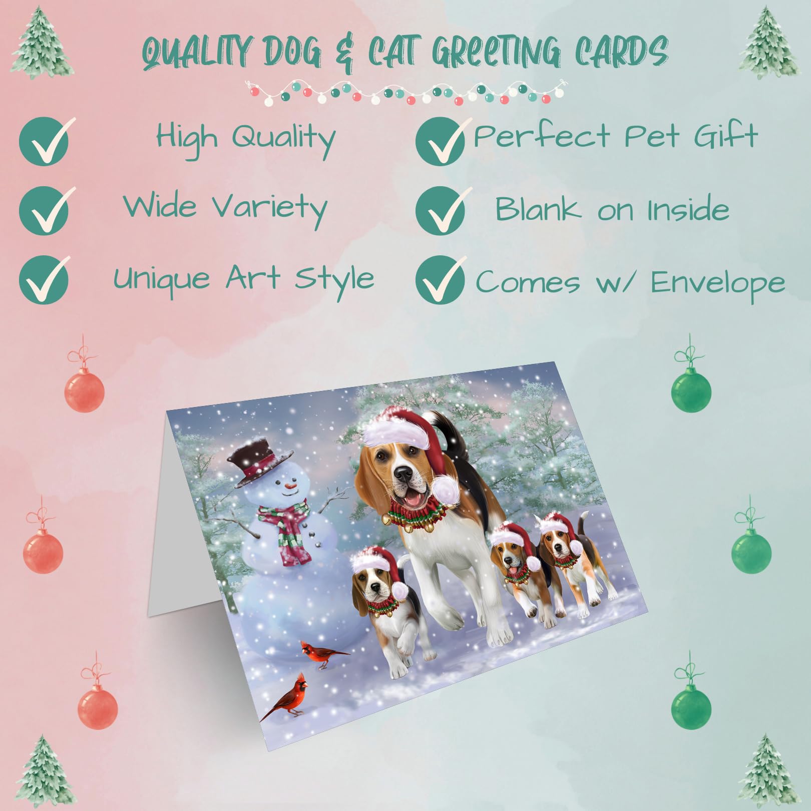 Christmas Dog Greeting Cards for Beagle Lovers - 10 Adorable Pet Invitation Cards with Envelopes - Festive Holiday Cards for Family, Friends & Pet Owners - Perfect for Christmas Gifts, Pet Birthday Parties & Holiday Mailings