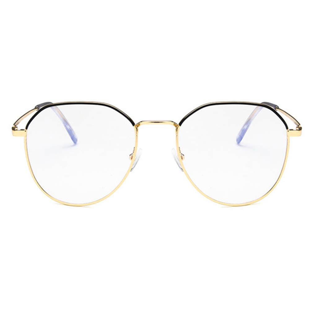 Shiratori Retro Gold & Black Oval Unisex Glasses Frame - Full Rim Prescription Eyewear for Men & Women | Perfect for Reading, Work & Vintage Fashion Style
