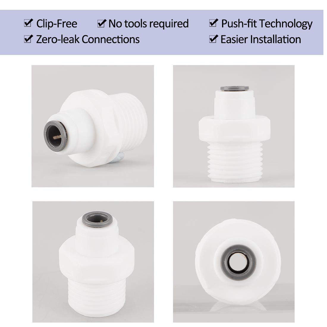 uxcell 10pcs 1/2 Inch BSP Male to 1/4 Inch OD Straight Quick Connect Water Fittings - Push-in Tube Connectors for RO Reverse Osmosis Systems, Water Purifiers & Hydroponic Gardening (Ideal for Home Water Filtration & Aquarium Tubing)