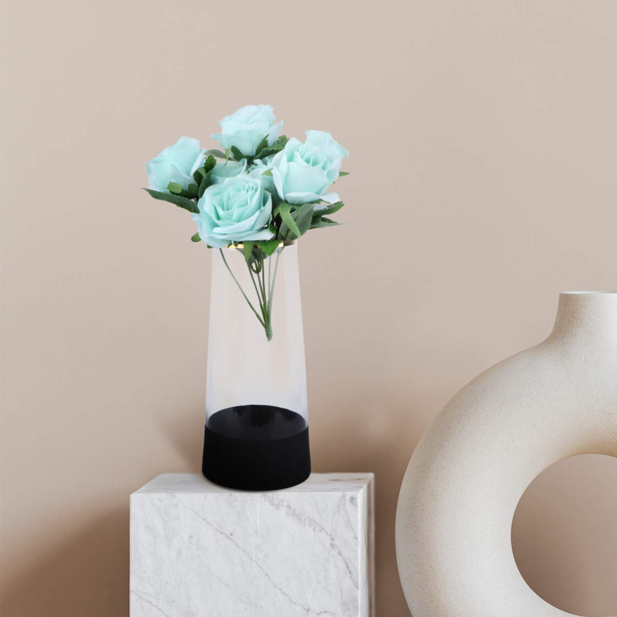 DOITOOL T-Shaped Glass Flower Vase - Elegant Transparent Flower Holder for Home Decor, Wedding Centerpieces, and Luxury Tabletop Arrangements
