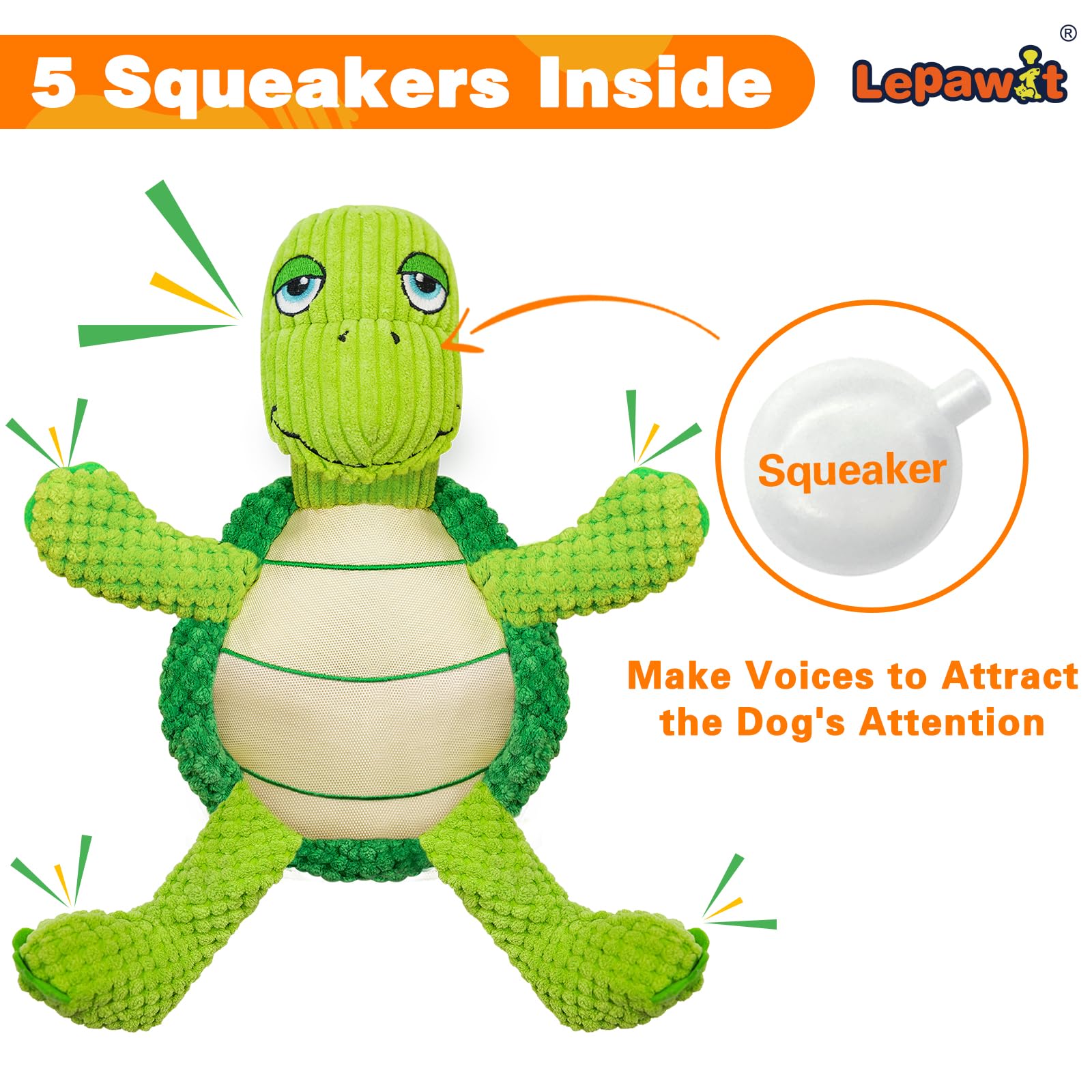 **Durable Squeaky Dog Toys - Cute Turtle Plush Chew Toy for Small & Medium Dogs | Non-Shedding, Interactive Indoor Play | Perfect for Training, Teething & Playtime**