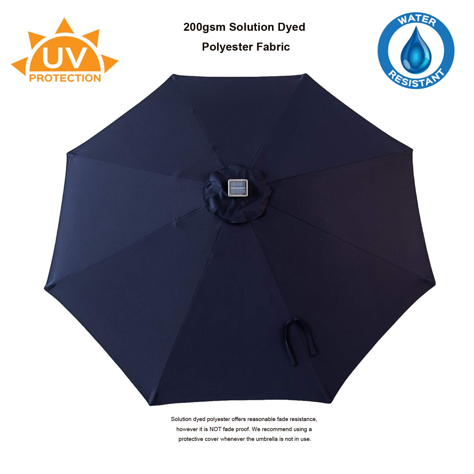 C-Hopetree 11 ft Outdoor Patio Market Table Umbrella with Solar LED Lights & Tilt - Perfect for Backyard, Garden, Poolside, and Beach Dining