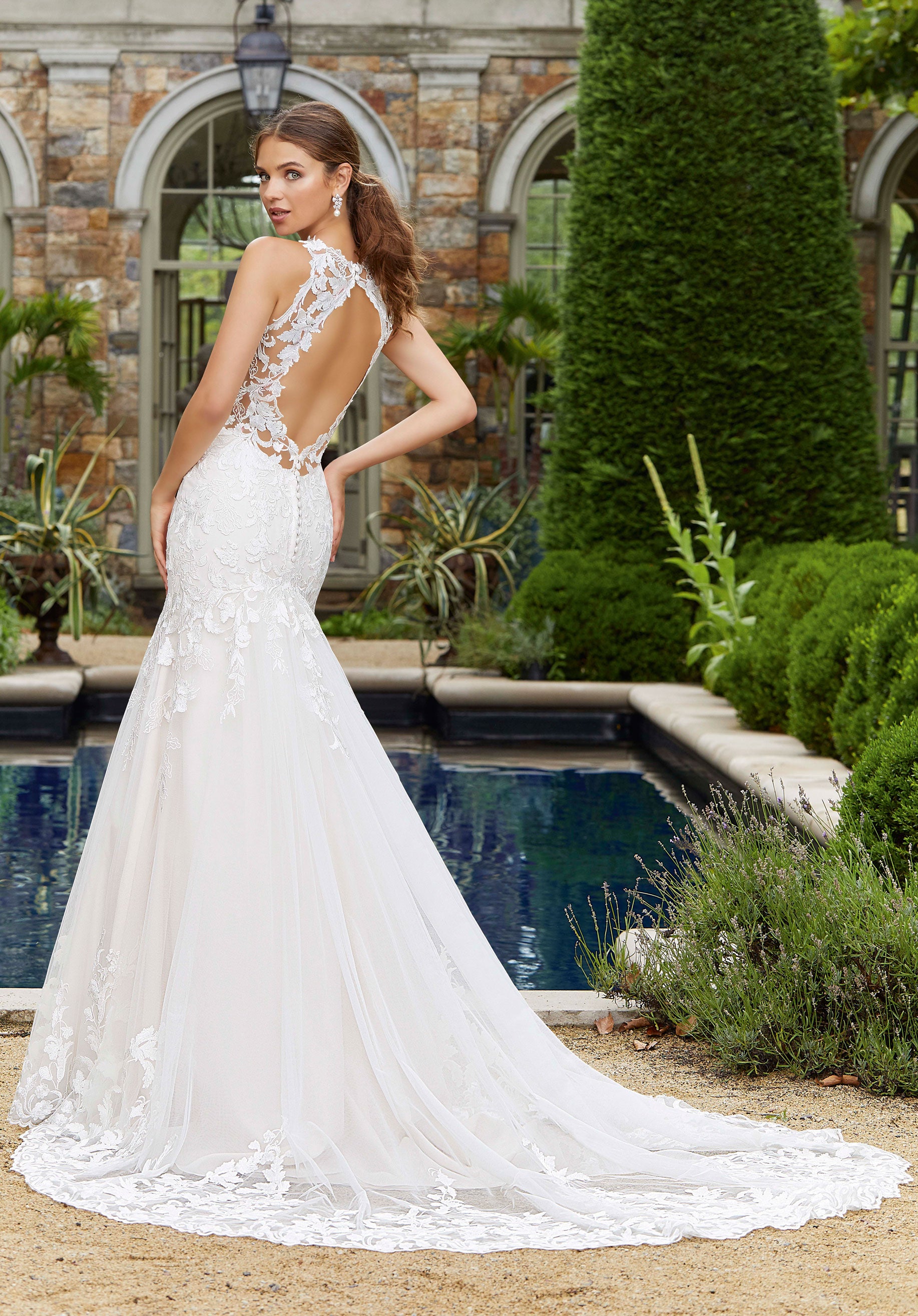 Morilee Peony 5713 Wedding Dress - Elegant A-Line Ball Gown with Floral Lace Appliques for Brides, Prom, and Formal Occasions