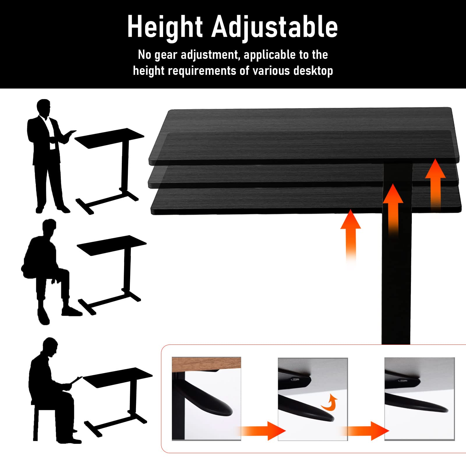 Adjustable Overbed Table with Wheels - Pneumatic Height Adjustable Hospital Bed Table, Multi-Purpose Laptop & Bedside Table for Home, Office & Patient Care - Perfect for Eating, Working & Reading in Bed