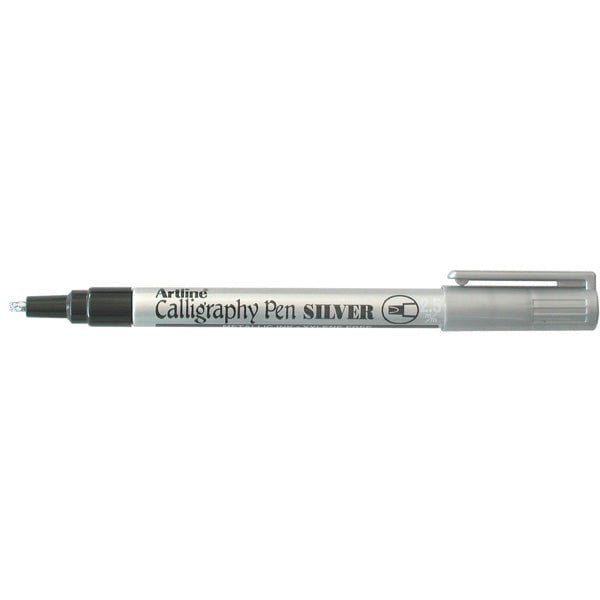 Artline 993 Calligraphy Metallic Marker Pen - 2.5mm Fine Tip Silver Ink (Pack of 12) - Perfect for Scrapbooking, Card Making, and DIY Crafts
