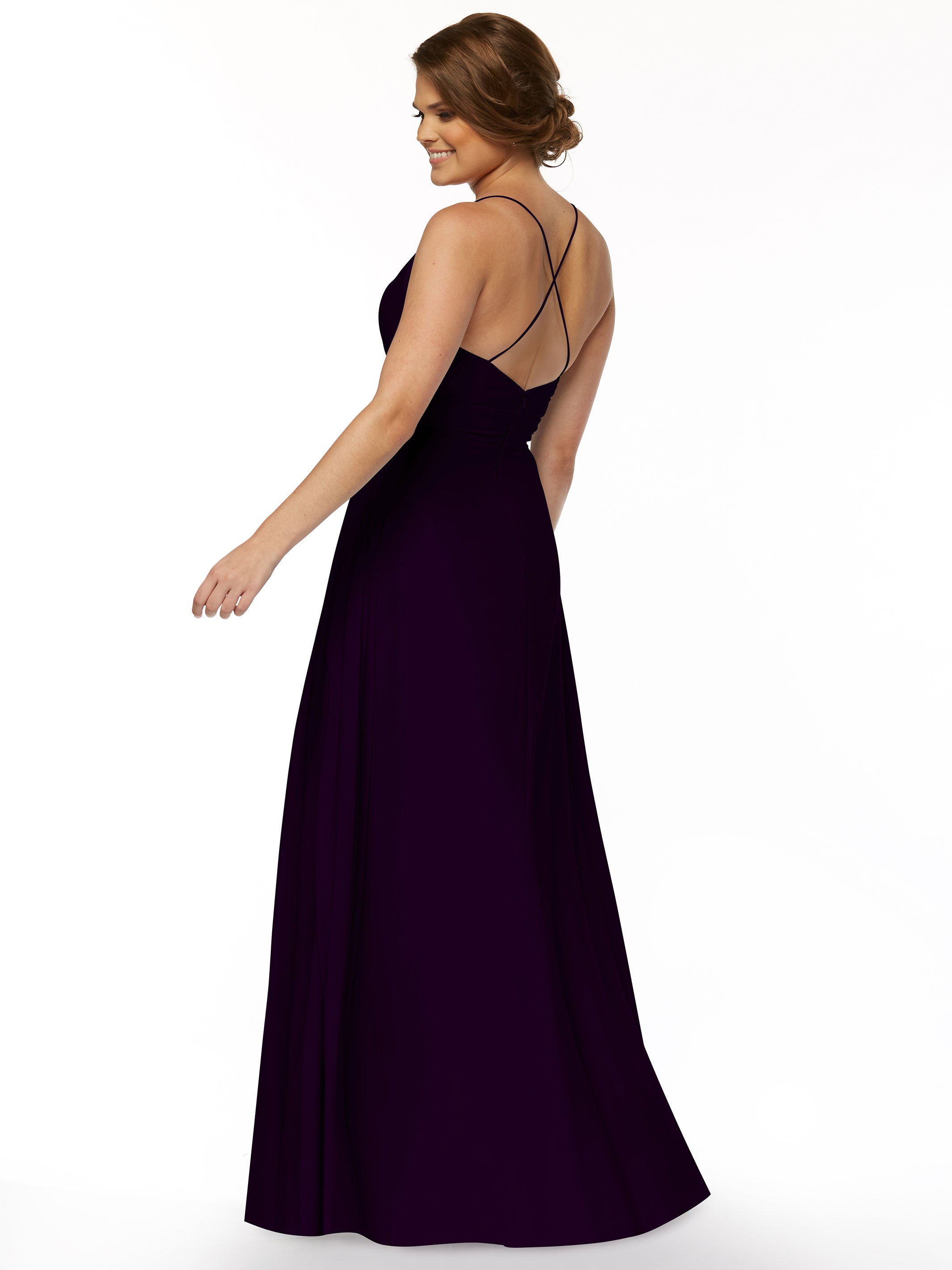 Elegant 83027 Stretch Chiffon A-Line Bridesmaid Dress with Pleats - Perfect for Weddings, Formal Events & Special Occasions
